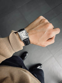 "St. James" Sleek Black Padded Leather Watch Strap