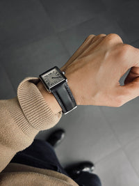 "St. James" Sleek Black Padded Leather Watch Strap
