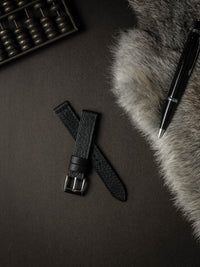 "Dane" Black Leather Watch Strap