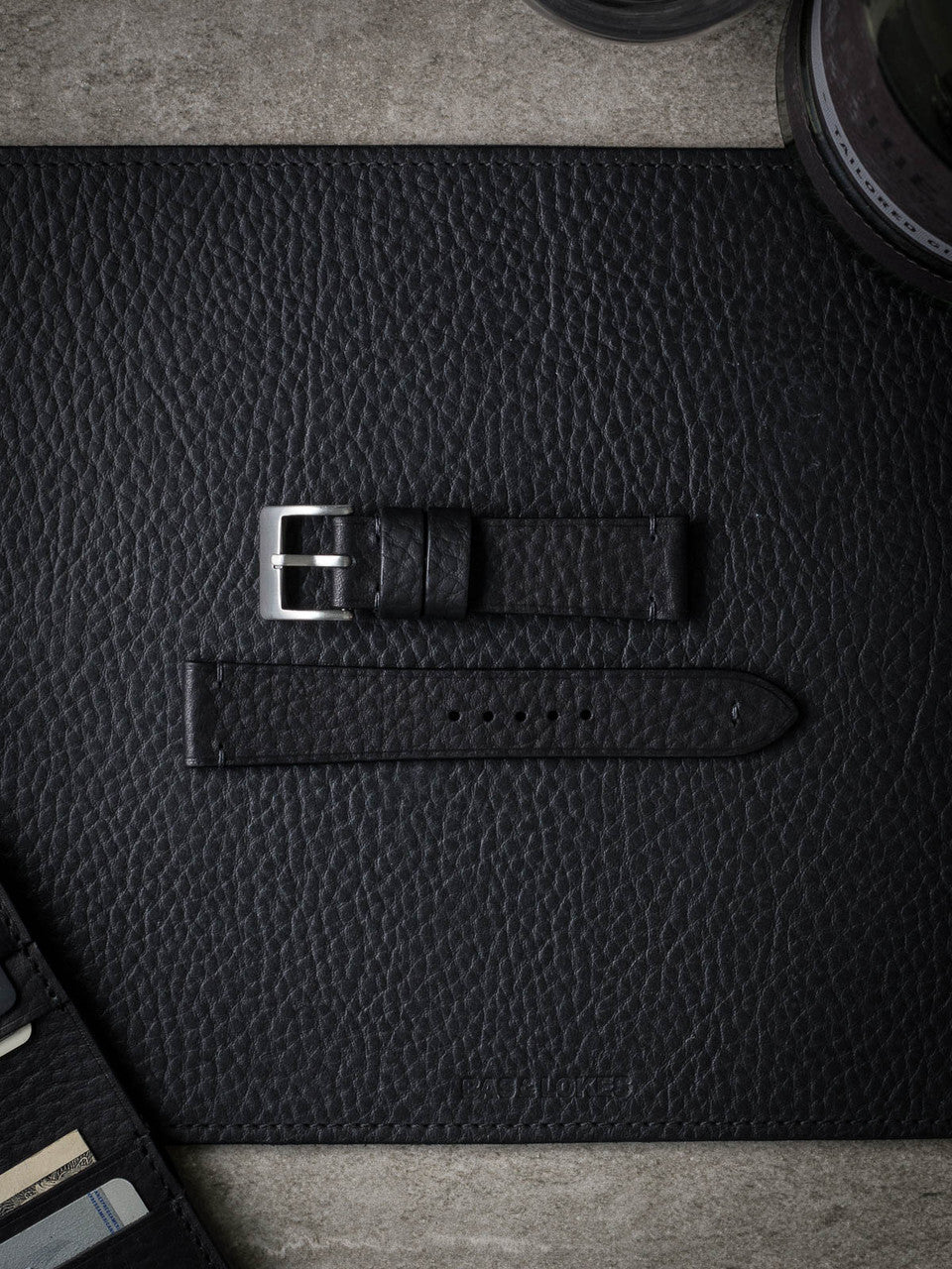 "Blisk" Black Leather Watch Strap
