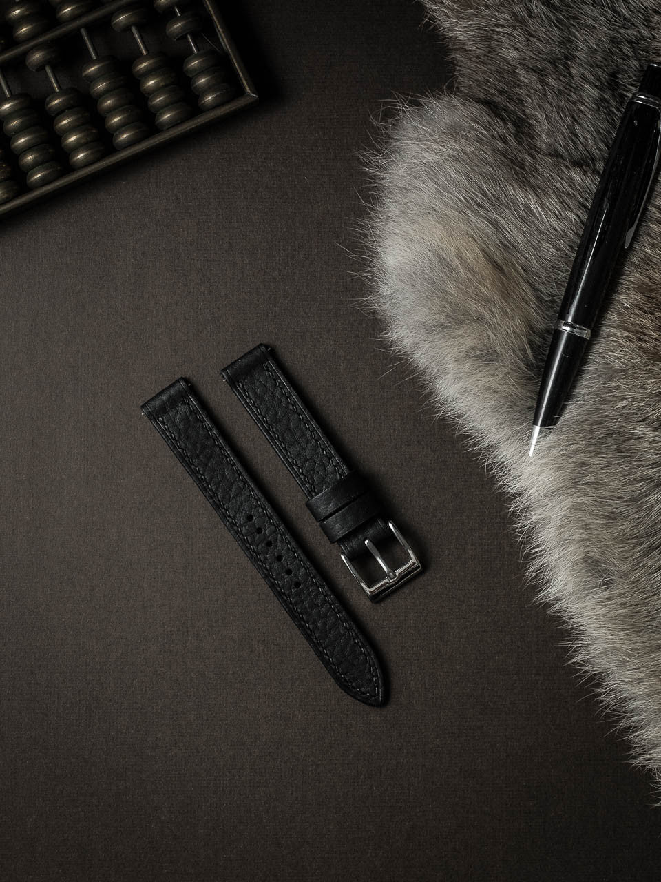 "Dane" Black Leather Watch Strap