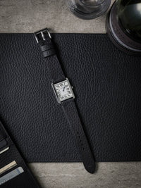"Blisk" Black Leather Watch Strap