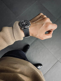 "Amalfi" Sleek Black Leather Watch Strap