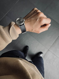 "Amalfi" Sleek Black Leather Watch Strap