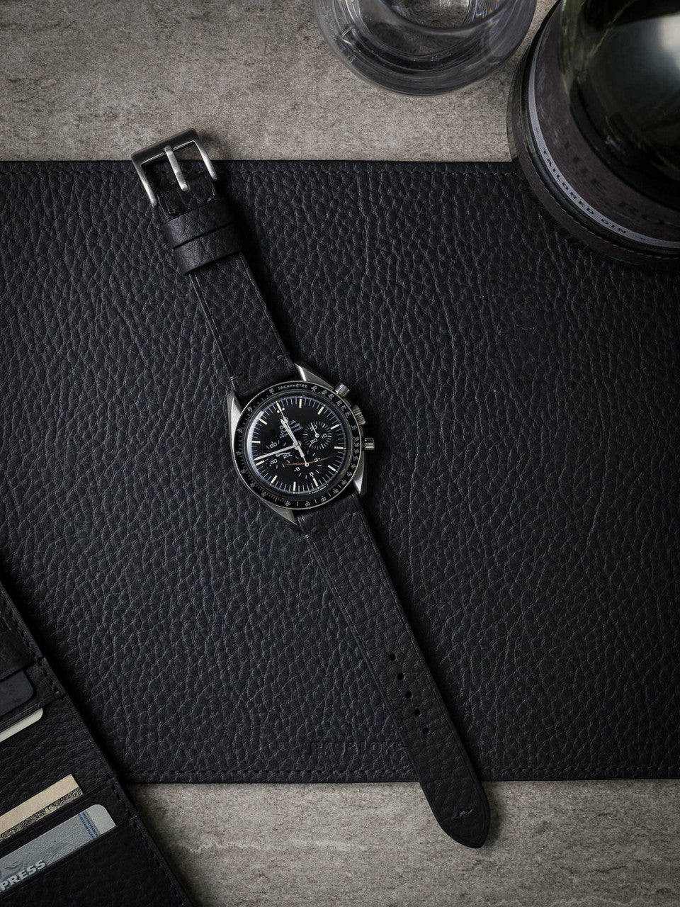 "Blisk" Black Leather Watch Strap