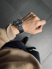 "Spectre" Sleek Black Leather Watch Strap