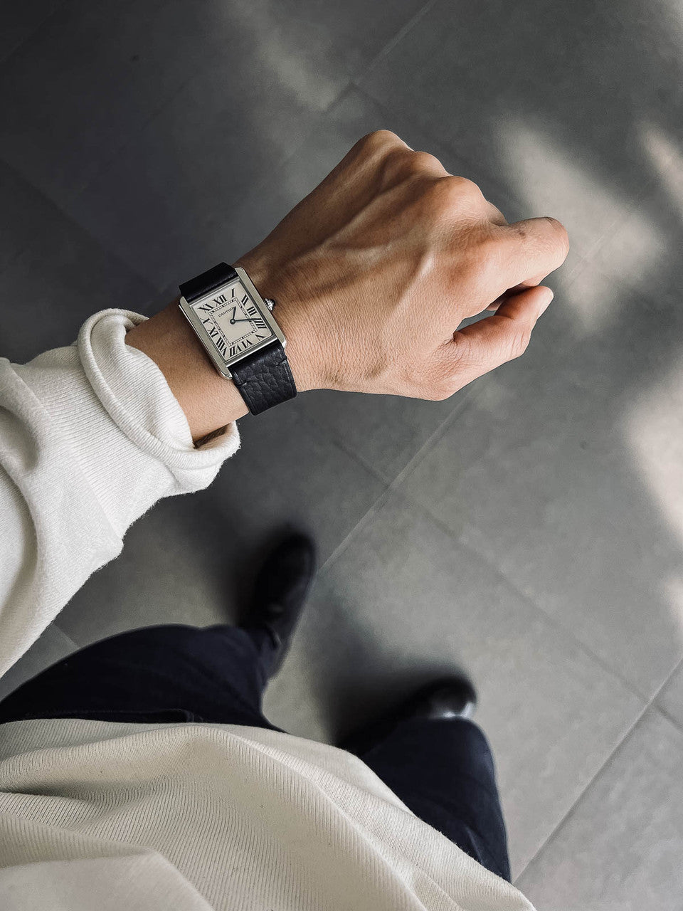 "Blisk" Black Leather Watch Strap