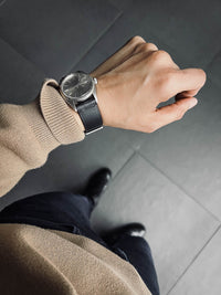 "Spectre" Sleek Black Leather Watch Strap