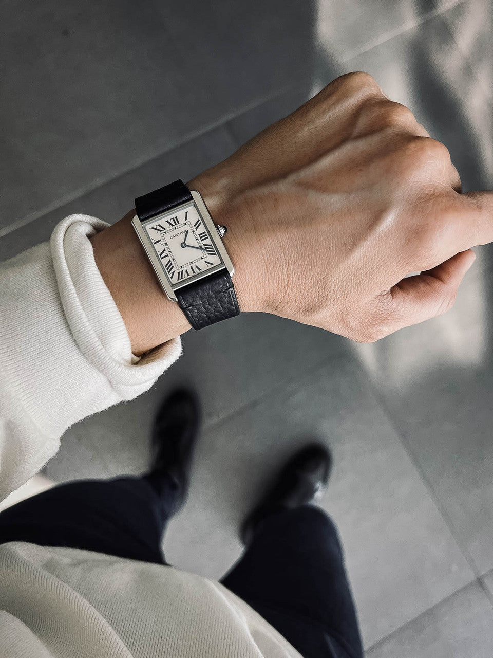"Blisk" Black Leather Watch Strap