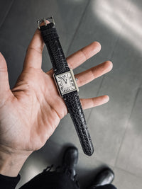LAST PIECE - "Oscar" Ostrich Black Padded Leather Watch Strap
