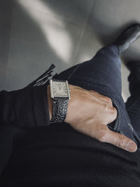 LAST PIECE - "Oscar" Ostrich Black Padded Leather Watch Strap