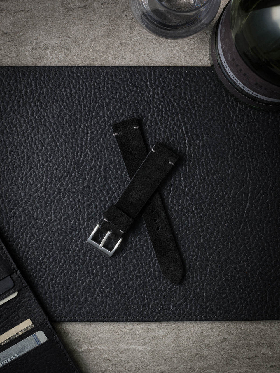 "Luke" Black Suede Watch Strap