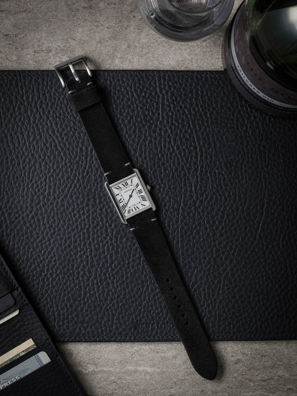 "Luke" Black Suede Watch Strap