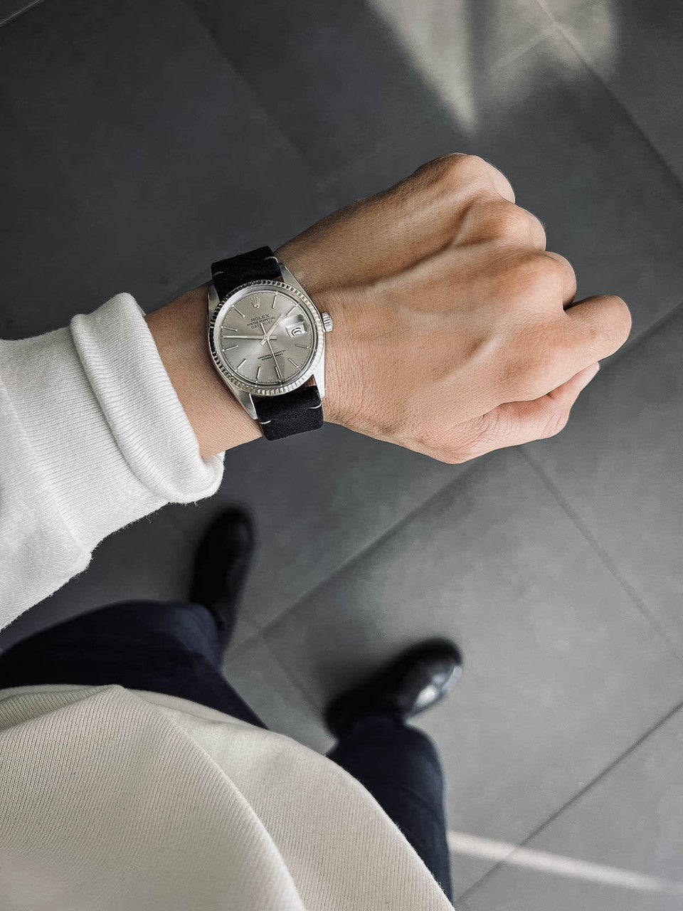 "Luke" Black Suede Watch Strap