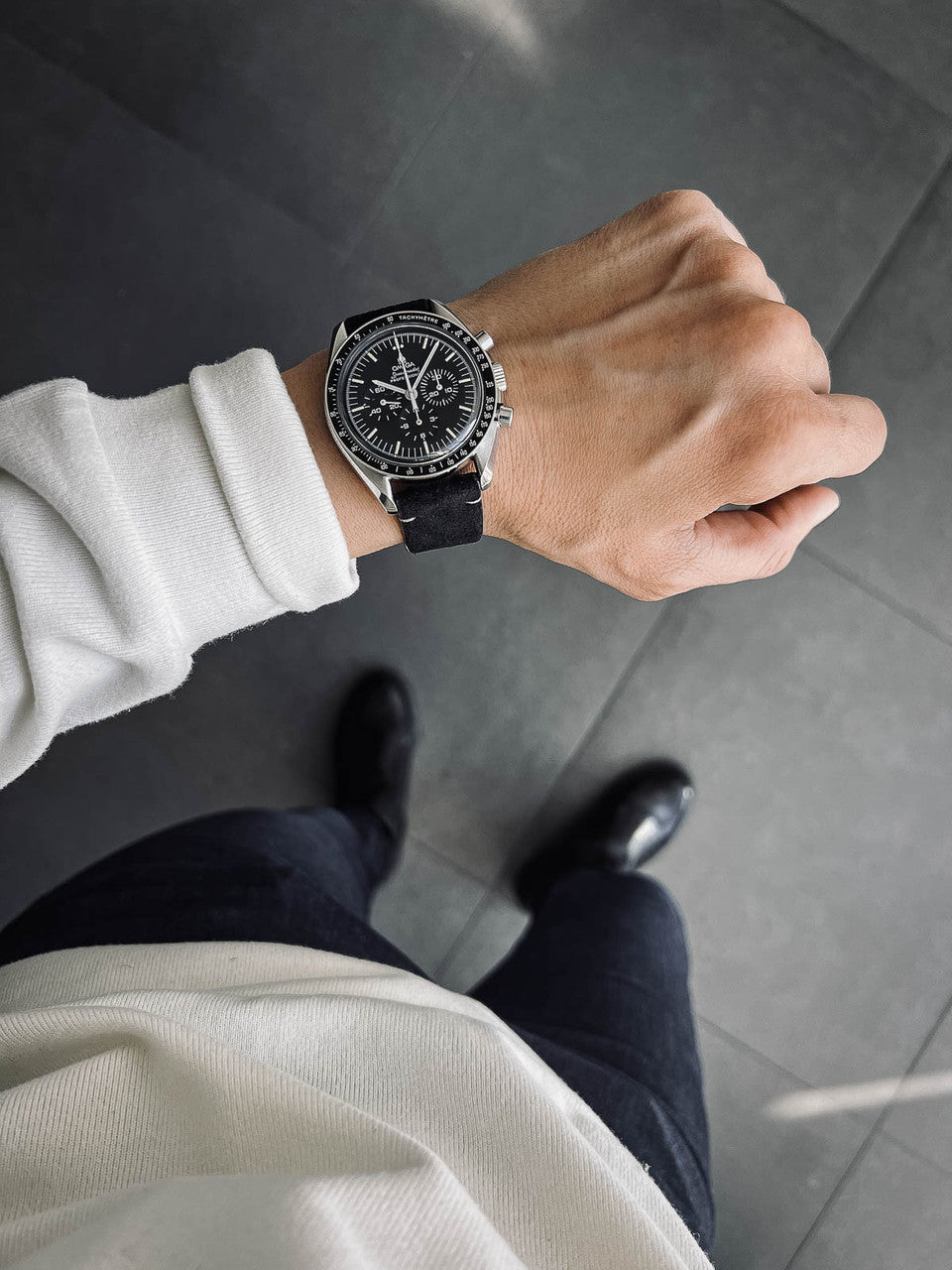"Luke" Black Suede Watch Strap