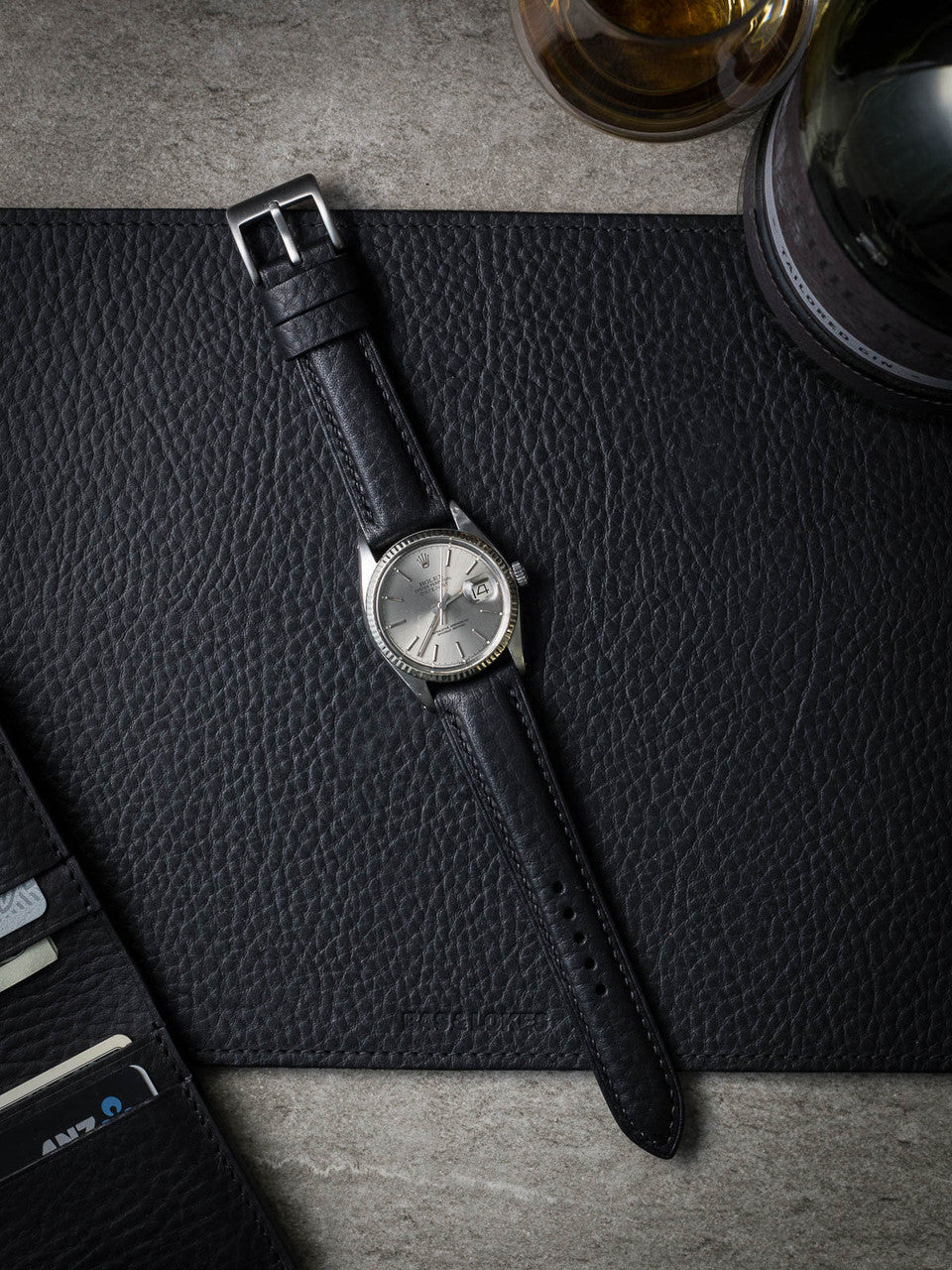"Kingsman" Padded Black Leather Watch Strap