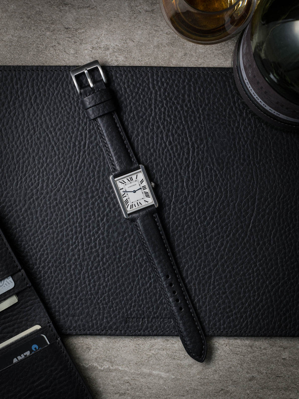 "Kingsman" Padded Black Leather Watch Strap