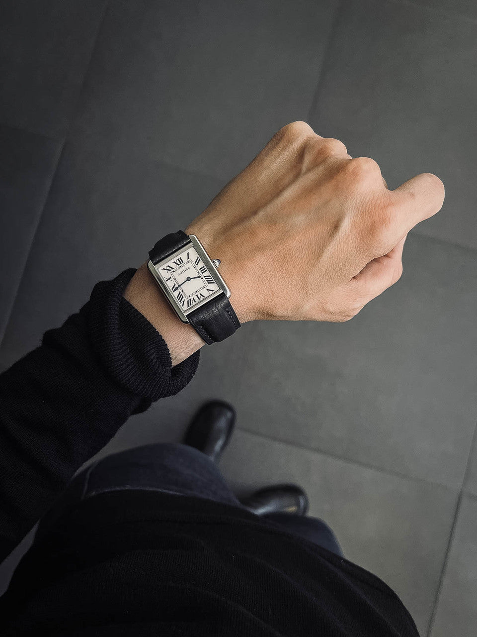 "Kingsman" Padded Black Leather Watch Strap