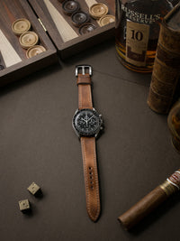 "Broderick" Vintage Bourbon Leather Watch Strap