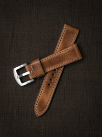 "Broderick" Vintage Bourbon Leather Watch Strap
