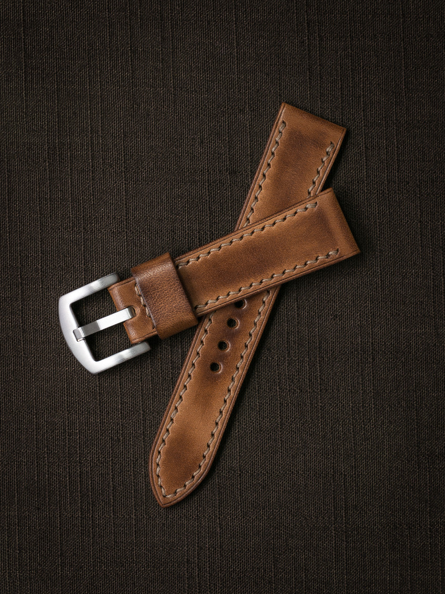 "Broderick" Vintage Bourbon Leather Watch Strap