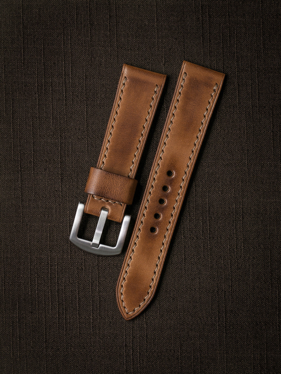 "Broderick" Vintage Bourbon Leather Watch Strap