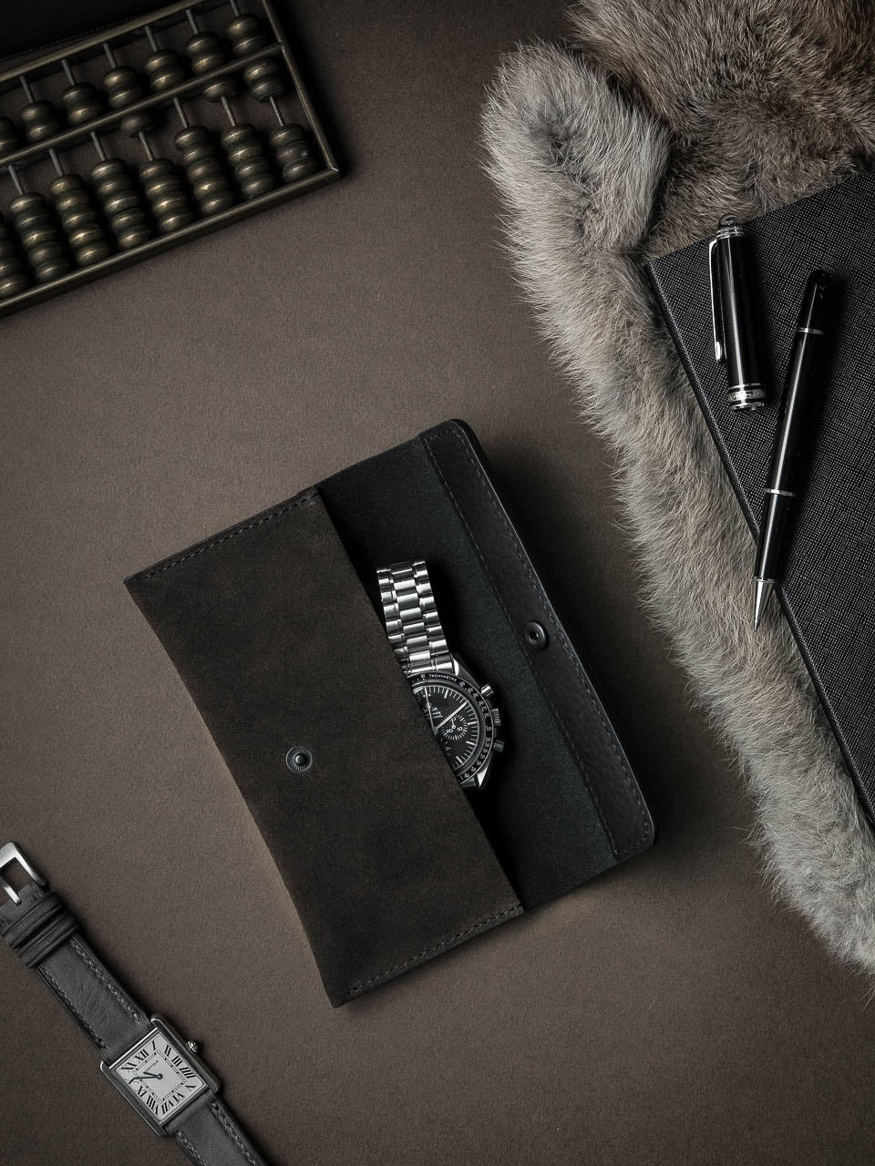 Lex Watch Pouch - Brown Suede