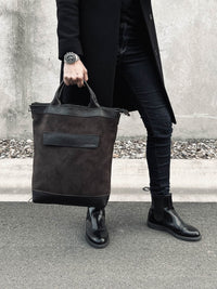 Lennox Tote Bag - Brown Suede