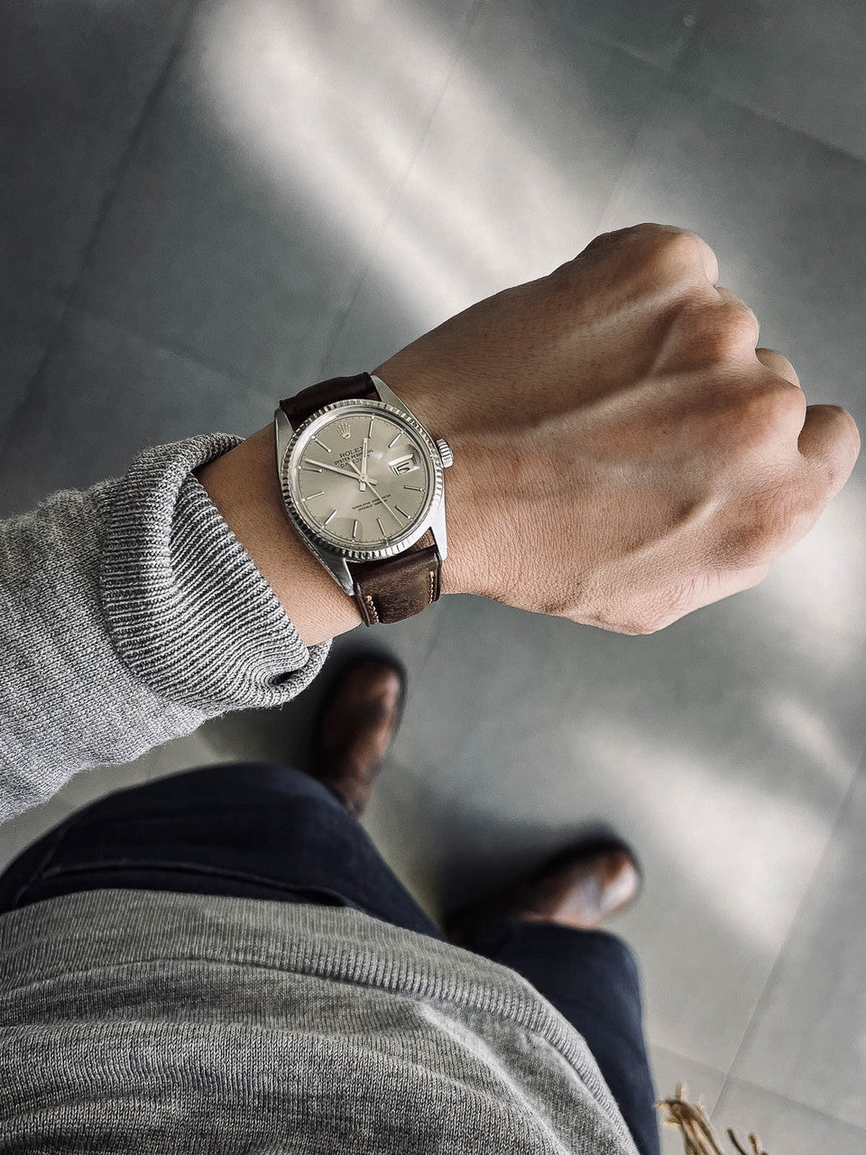 "Latham" Vintage Brown Padded Leather Watch Strap