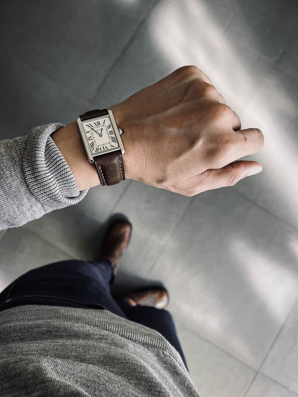 "Latham" Vintage Brown Padded Leather Watch Strap