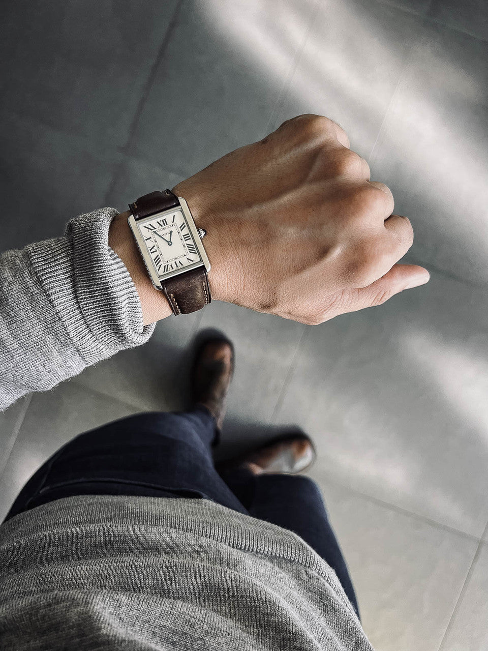 "Latham" Vintage Brown Padded Leather Watch Strap