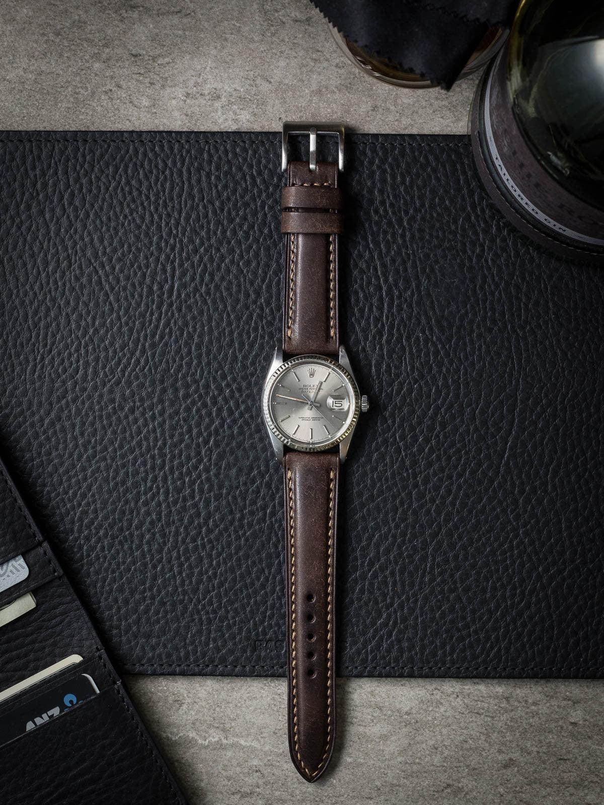 "Latham" Vintage Brown Padded Leather Watch Strap
