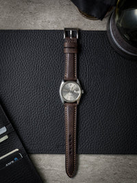 "Latham" Vintage Brown Padded Leather Watch Strap