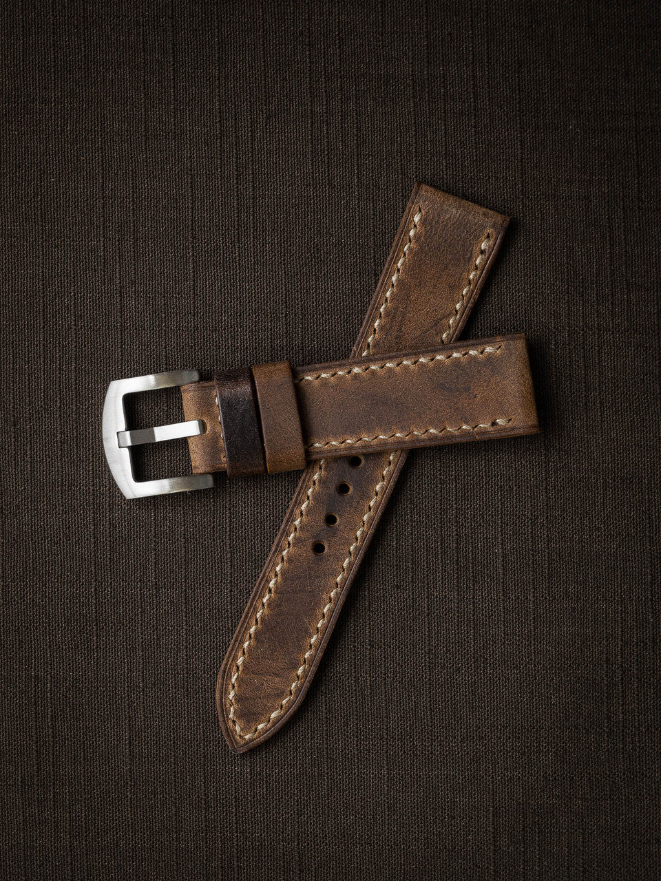 "Bryce" Rugged Brown Leather Watch Strap