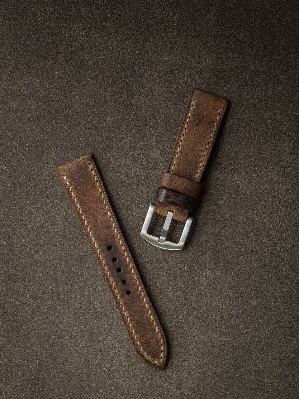 "Bryce" Rugged Brown Leather Watch Strap