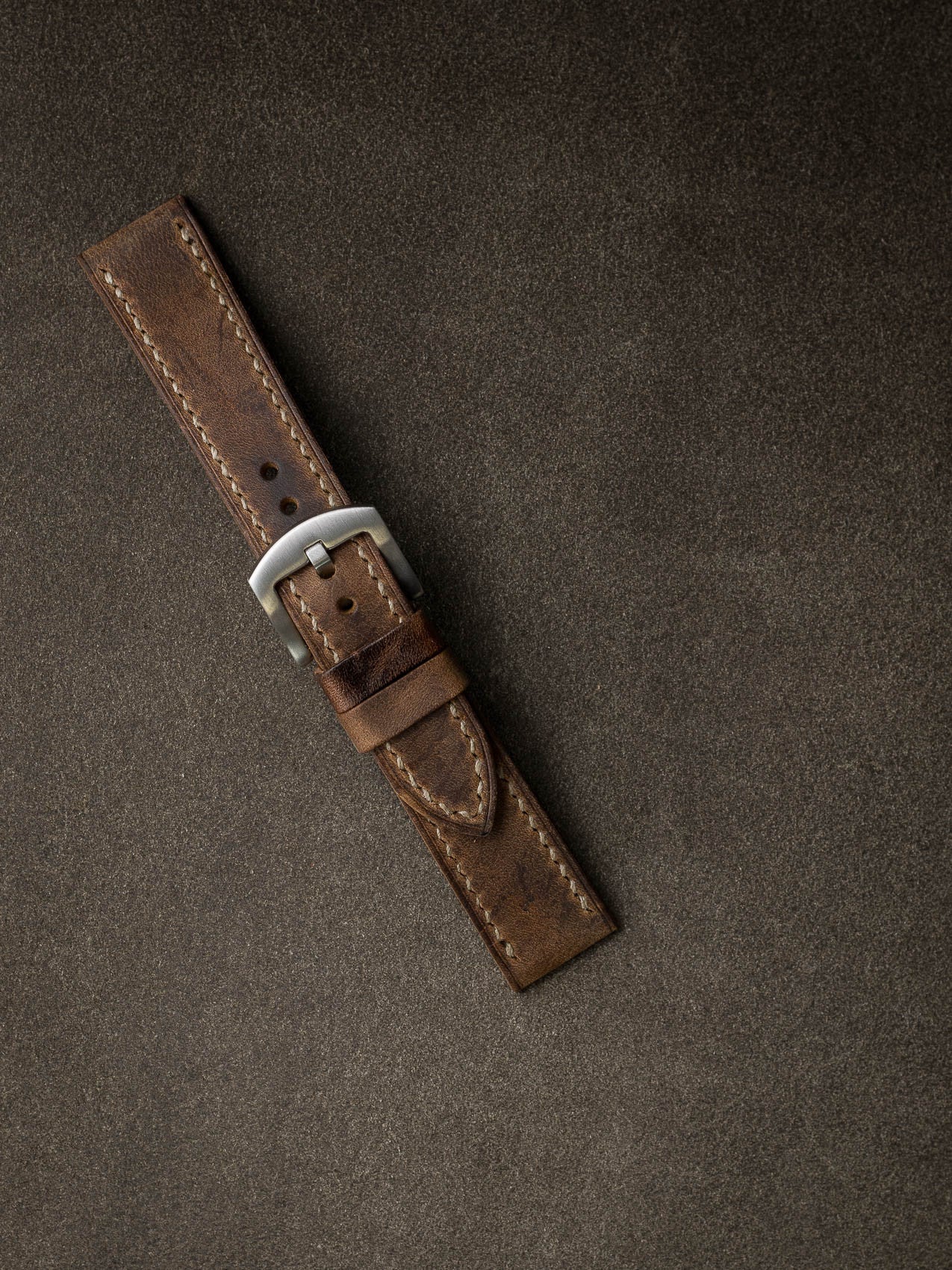 "Bryce" Rugged Brown Leather Watch Strap