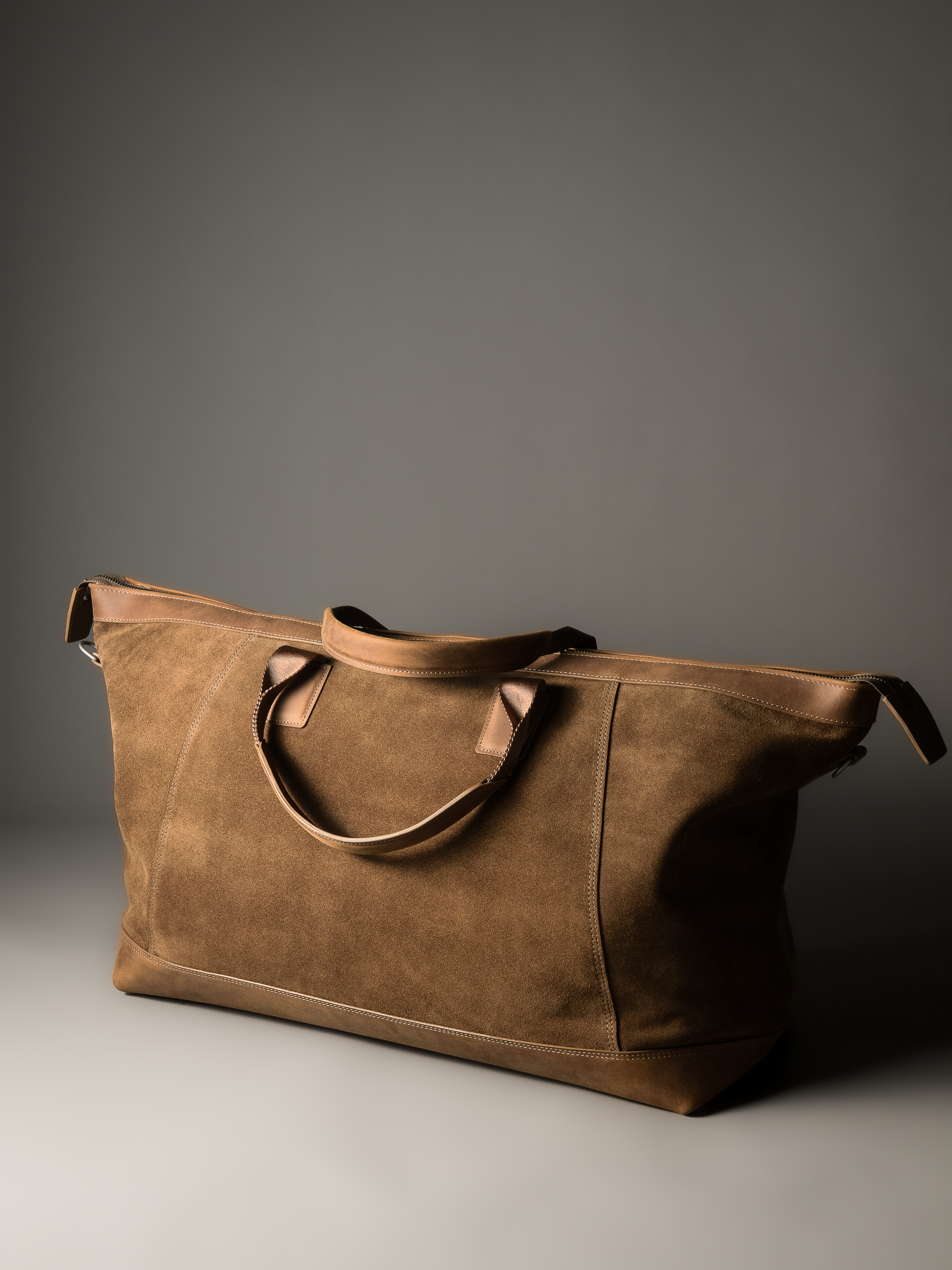 Gramercy Camel Tan Suede Weekender Bag