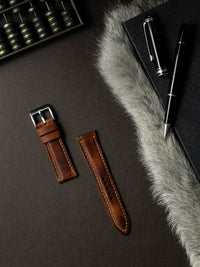 "Carl" Cognac Saddle Tan Padded Leather Watch Strap