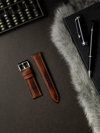 "Carl" Cognac Saddle Tan Padded Leather Watch Strap