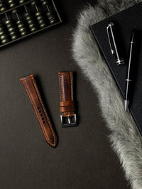 "Carl" Cognac Saddle Tan Padded Leather Watch Strap