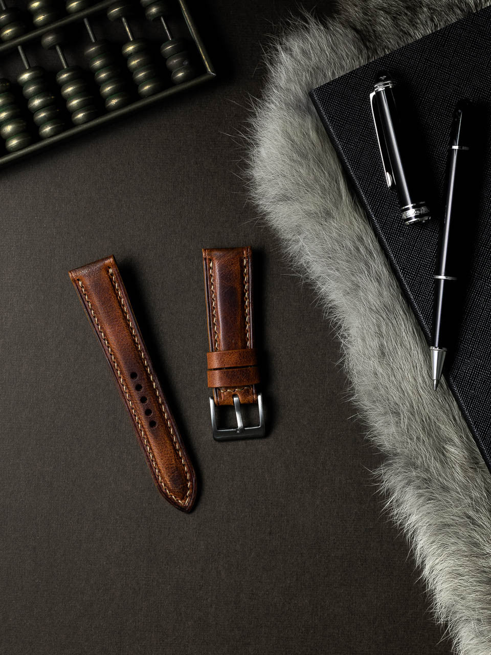 "Carl" Cognac Saddle Tan Padded Leather Watch Strap