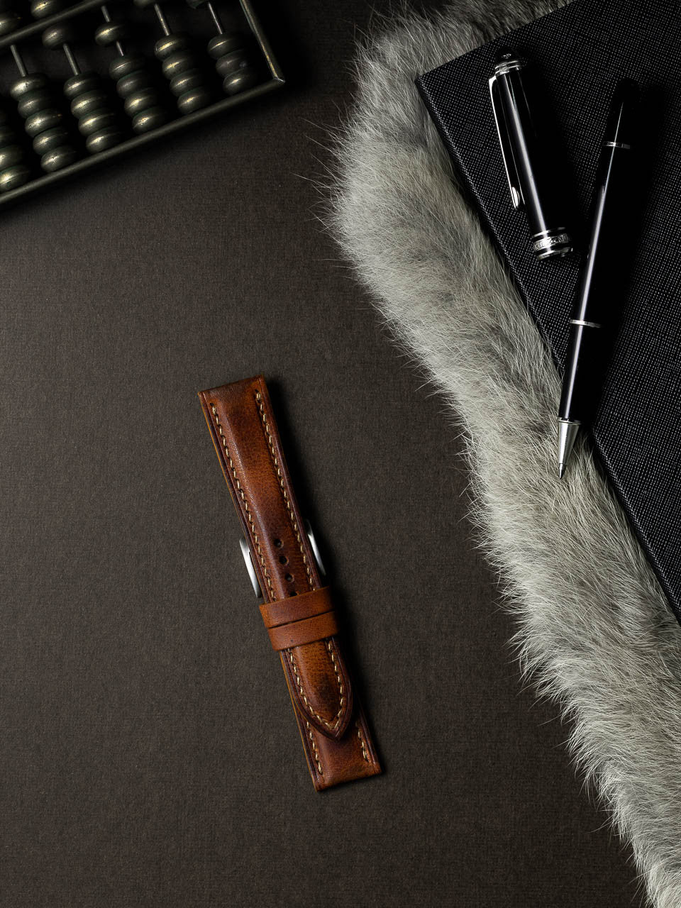 "Carl" Cognac Saddle Tan Padded Leather Watch Strap