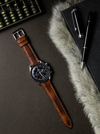 "Carl" Cognac Saddle Tan Padded Leather Watch Strap