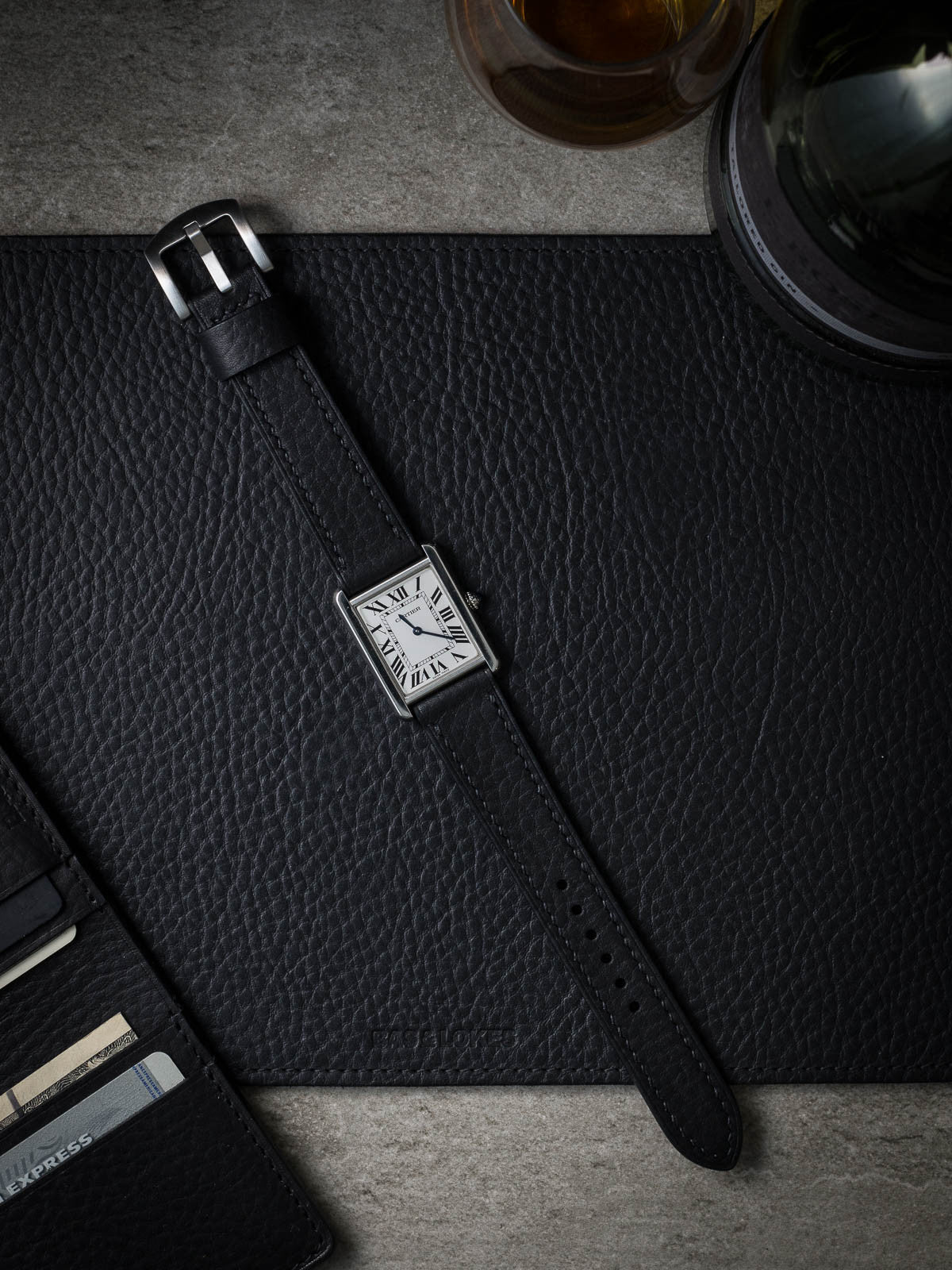 "Dane" Black Leather Watch Strap
