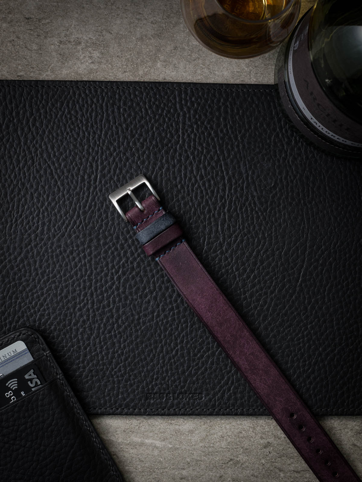 "Craig" Royal Purple Single Pass Leather Watch Strap