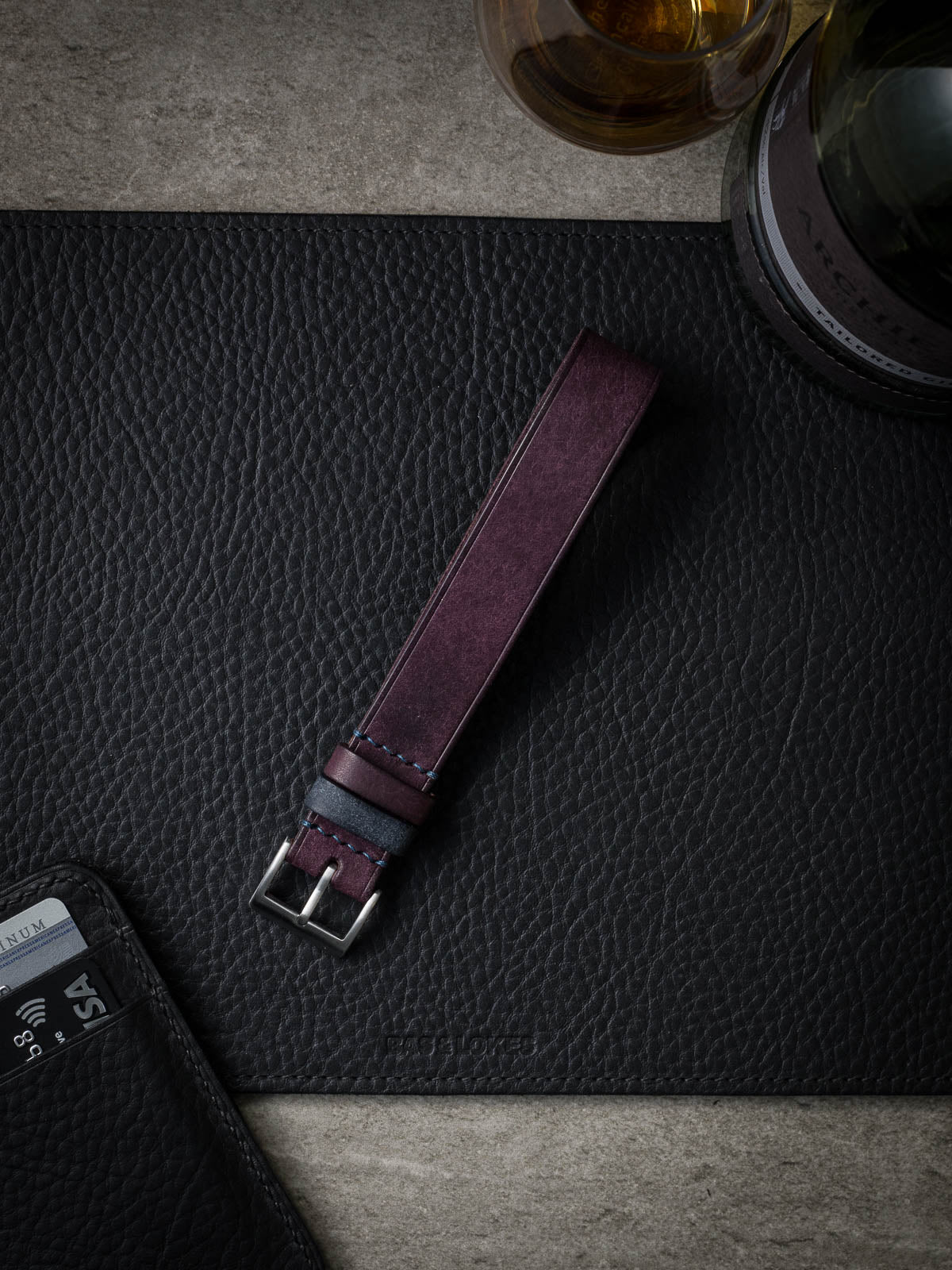 "Craig" Royal Purple Single Pass Leather Watch Strap