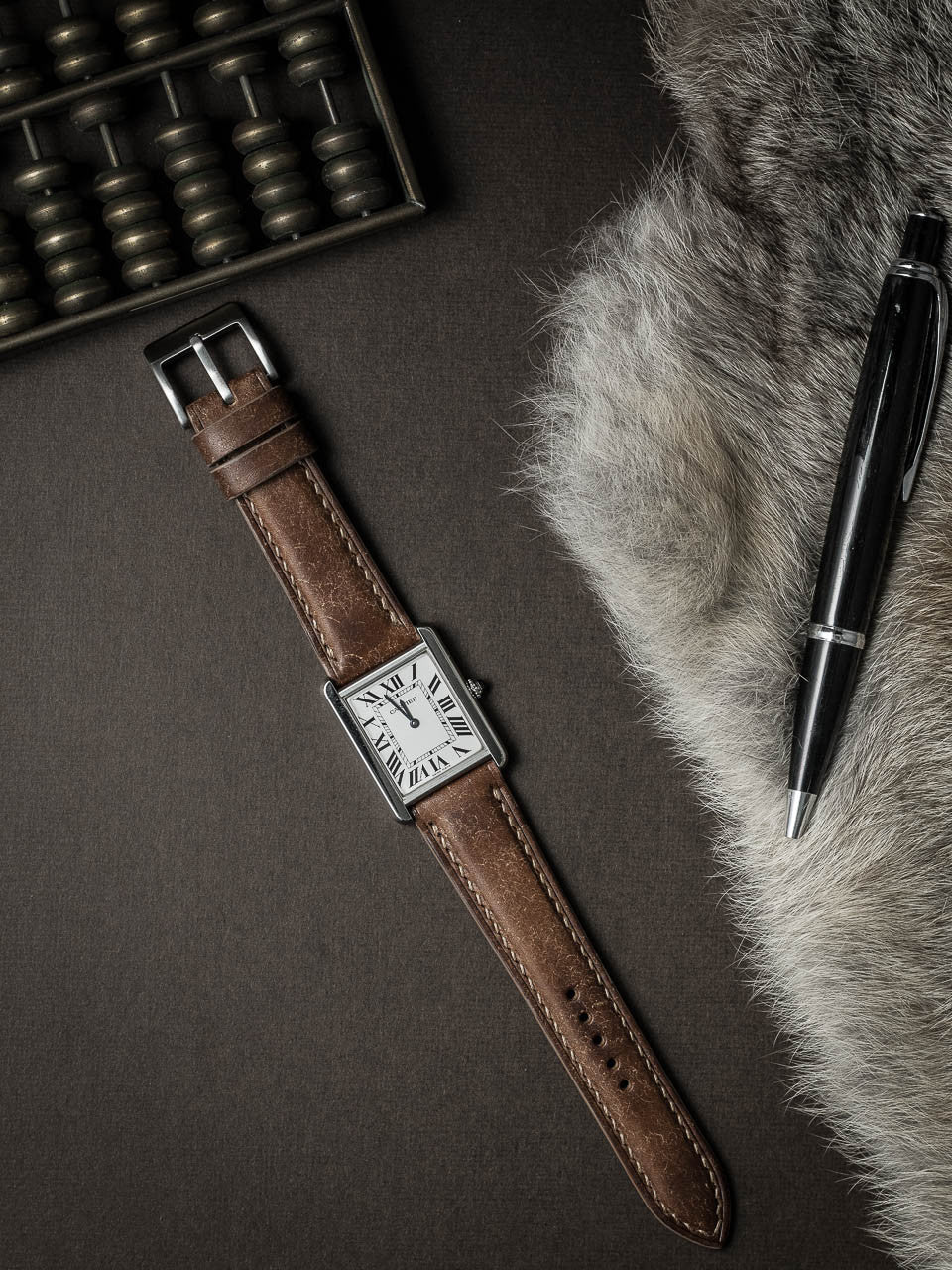 "Cubano" Havana Tan Padded Leather Watch Strap