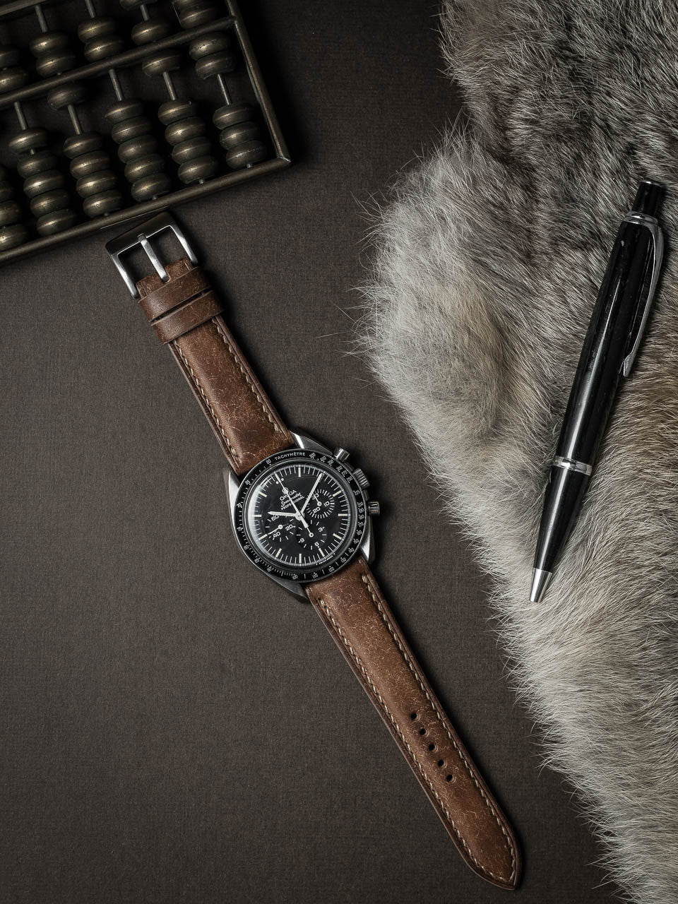 "Cubano" Havana Tan Padded Leather Watch Strap