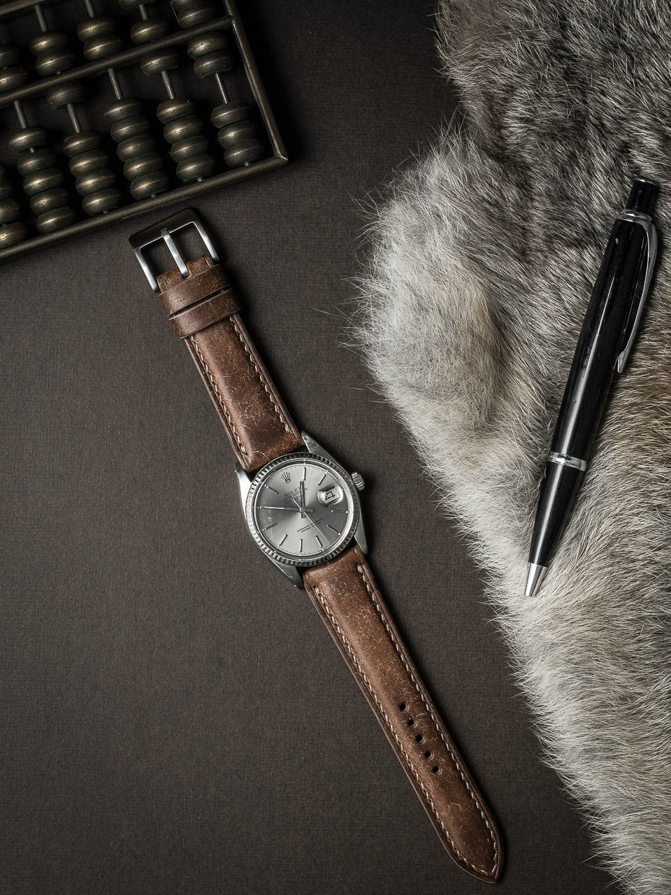 "Cubano" Havana Tan Padded Leather Watch Strap