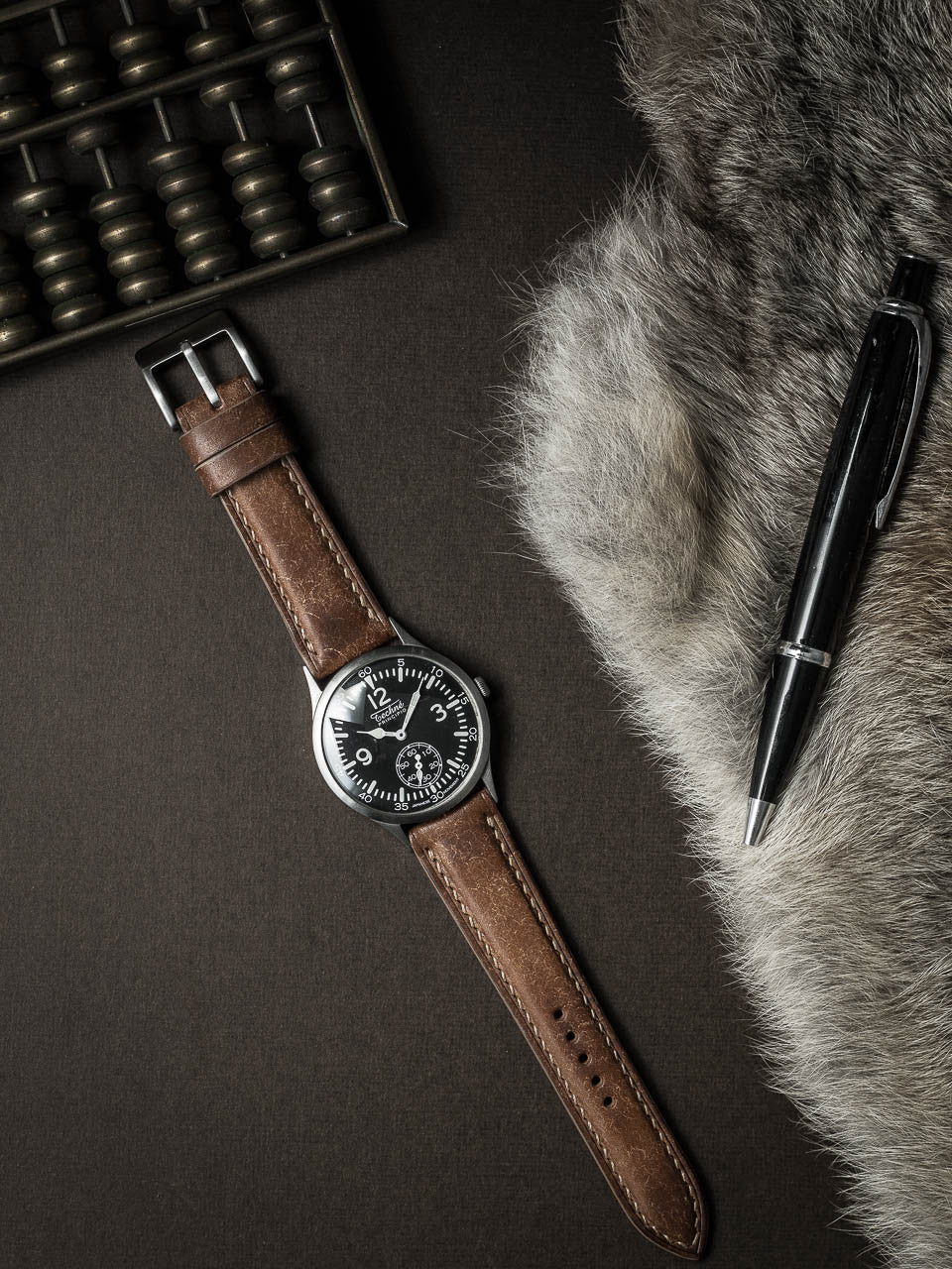 "Cubano" Havana Tan Padded Leather Watch Strap